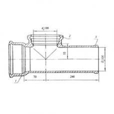 Чугунный прямой тройник 100x100 мм низкий СЧ24 ГОСТ 6942-98