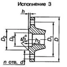 Чугунный квадратный фланец 100х155 1 кгс/см2 высокопрочный исполнение 3 ВЧ45 ГОСТ 33259-2015